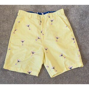 Mens Bermuda Sands Yellow Martini Print Chino Shorts Size 32